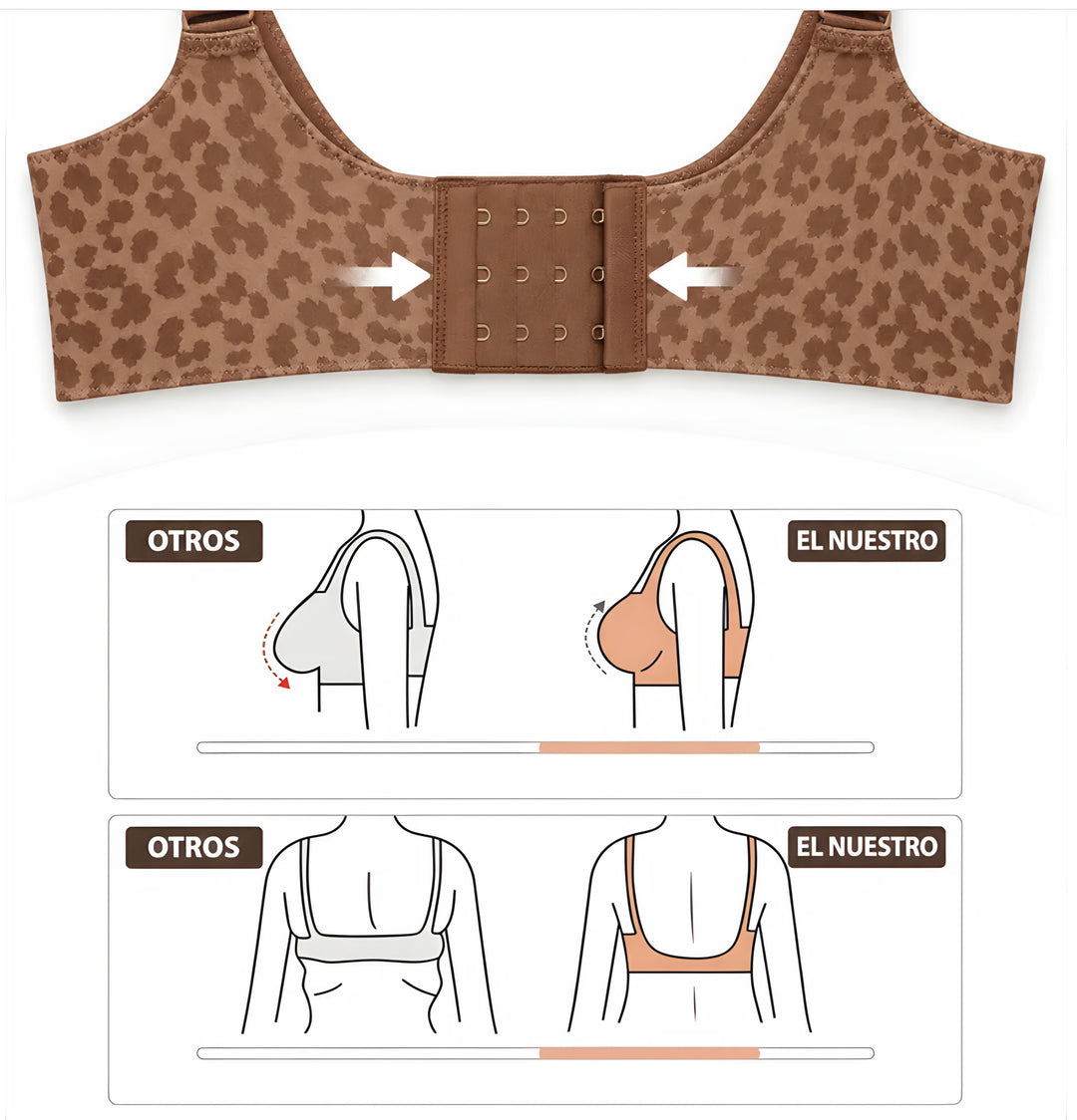 Brasier en estampado leopardo con soporte interno en forma de W
